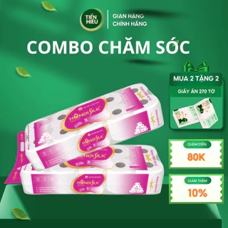 Mua Bịch GVS HANOISILK 10 Cuộn 3 Lớp Ko Lõi - Có Lõi Tan Nhanh, Tặng 2 Bịch Giấy Ăn Rút Đa Năng 270 Tờ