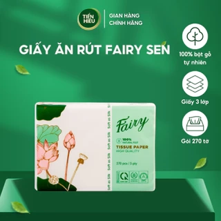 Giấy Ăn Rút Fairy Sen 100% Gỗ Tự Nhiên An Toàn Cho Bé 3 Lớp Bền Dai Mềm Mại Tiện Lợi 270 Tờ