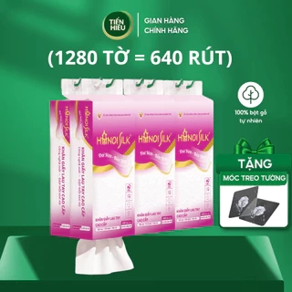 Thùng 6 Bịch Giấy Rút Treo Tường HANOISILK Bền Dai Tiết Kiệm Từ Bột Giấy Nguyên Chất, 1280 Tờ [TẶNG KÈM MÓC TREO]