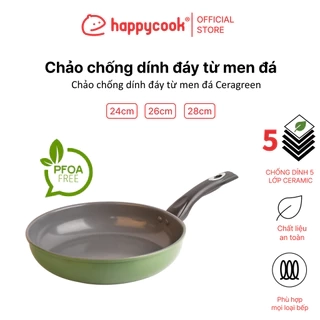 Chảo chống dính đáy từ Ceragreen 24cm, 26cm, 28cm, HAPPYCOOK