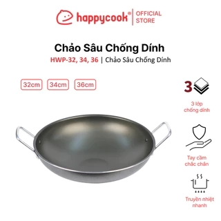 Chảo chống dính sâu lòng 2 quai, chịu nhiệt tốt 32, 34, 36cm HAPPYCOOK