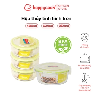 Hộp thủy tinh hình tròn 400ml, 620ml, 950ml, HAPPYCOOK