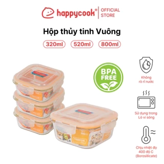 Hộp thủy tinh hình vuông 320ml, 520ml, 800ml HAPPYCOOK
