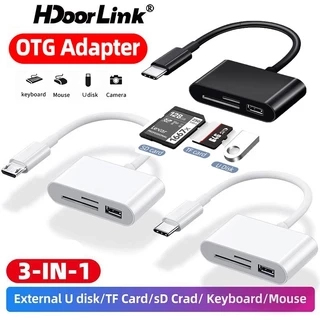 Đầu đọc thẻ nhớ HDOORLINK SD/TF/USB 3 trong 1 có cáp Type-C/Micro USB/iPhone sang SD cao cấp thích hợp cho iPad HUAWEI