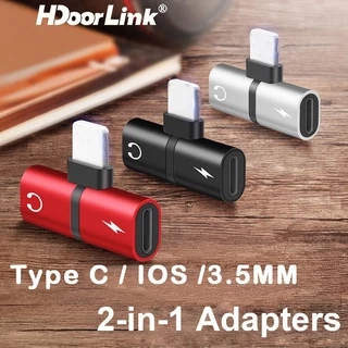 Hdoorlink 2 In 1 Type C/IOS To 3.5mm Adapter Đầu Chuyển Đổi Âm Thanh Dây Cáp Chia Cổng Sạc