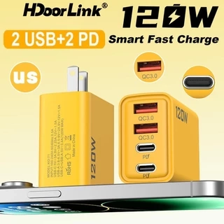 HdoorLink PD Sạc Siêu Nhanh Dual PD USB 4 Cổng Sạc Nhanh Cho Samsung Xiaomi US Sạc Cắm