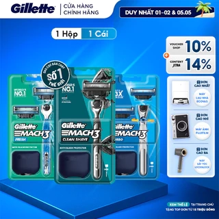 Dao Cạo Râu GILLETTE Mach3 Clean Shave /Mach 3+/ Mach3 Turbo - Hộp 1 Cán 2 Lưỡi/1 Lưỡi