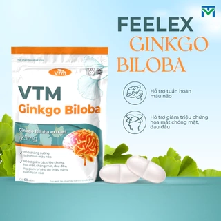 Viên uống bổ não VTM Ginkgo Biloba cải thiện trí nhớ tăng cường tư duy - túi 60 viên