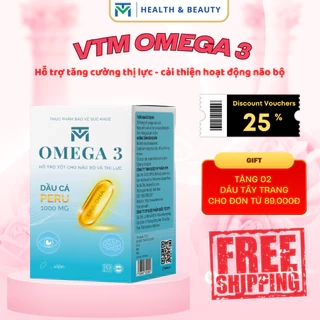 Viên uống dầu cá VTM OMEGA 3 tăng cường thị lực, bảo vệ tim mạch - gói 100v
