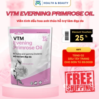 Viên uống tinh dầu hoa anh thảo VTM Evening Primrose Oil, hỗ trợ cân bằng nội tiết tố, làm đẹp da, tóc, móng - 45 viên