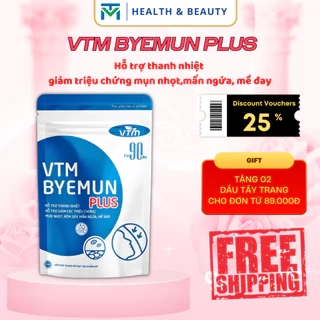 Viên uống VTM Byemun Plus hỗ trợ giảm mụn, thanh nhiệt cơ thể - Túi 90 viên