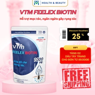 Viên uống VTM Feelex Biotin ngăn rụng tóc, hỗ trợ mọc tóc Biotin gói 30 viên (30 Ngày)