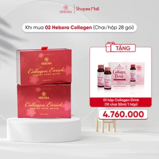 Combo 2 Nước uống bổ sung Collagen Hebora Collagen Enrich Damask Rose Water - Hộp 28 túi