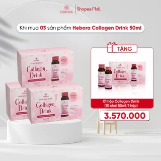 Combo 3 Nước uống hỗ trợ tăng sinh Collagen tự nhiên Hebora Collagen Drink - Hộp 10 chai 50ml
