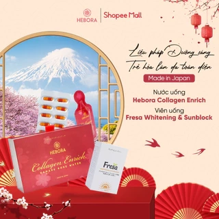 Combo Hebora Collagen Enrich và Viên uống trắng da, chống nắng nội sinh Fresa Whitening & Sunblock