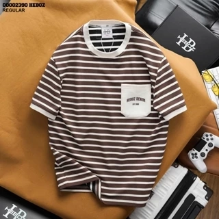 Áo thun sọc 1 túi Heboz 3M, áo thun nam vải cotton dệt - 00002390