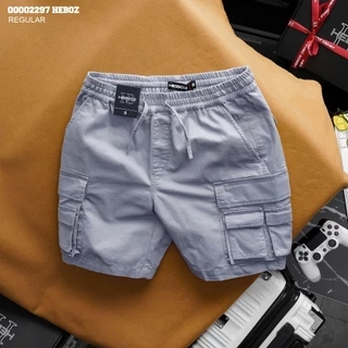 Quần short cargo kaki Heboz 3M, quần đùi nam túi hộp lưng thun - 00002297
