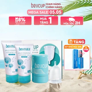 Combo 1 Bộ Cốc Nguyệt San BeUcup Silicol Siêu mềm và 1 Dung Dịch Vệ Sinh CNS Beumate