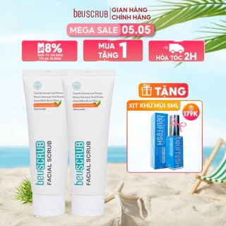 Combo 2 tẩy tế bào chết mặt Beuscrub trà xanh, tẩy da chết mặt ,thấm hút dầu thừa , làm sạch da, dưỡng ẩm, dưỡng sáng da