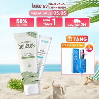 Combo Mặt nạ đất set Beuclay 70g + Gel giảm mụn nhanh 24h Beuacnes plus 15g