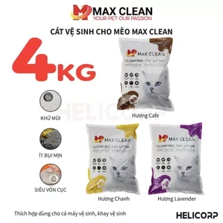 Cát Vệ Sinh Cho Mèo, Cát Mèo Max Clean 4Kg Đất Sét - HeLiCorp