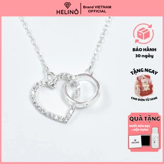 Dây chuyền bạc nữ HELINO vòng tròn trái tim đính đá, trang sức phụ kiện lấp lánh C05