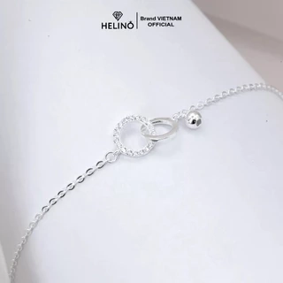 Lắc tay bạc nữ HELINO 2 vòng tròn đính đá, trang sức phụ kiện circle lấp lánh V04