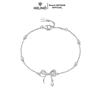 Lắc tay bạc nữ HELINO Nơ kép treo hạt đá trang sức phụ kiện lấp lánh V36