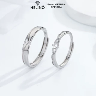 Nhẫn Đôi Bạc 925 HELINO vương miện đính đá cao cấp, Freesize Tùy Chỉnh ND05
