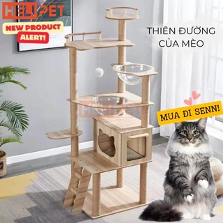 Nhà Gỗ Cattree Nhà cây cho mèo leo trèo cào móng HELIPET Đa dạng thiết kế Dễ dàng lắp đặt
