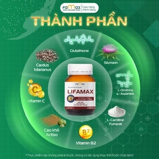 Thải độc gan Lifamax giúp giải độc gan, mát gan, phục hồi chức năng gan (hộp 30 viên)