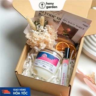 Set Quà Tặng Sinh Nhật Cho Nữ, Bạn Trai Tự Chọn Nến Thơm Chill Dễ Ngủ HENY GARDEN