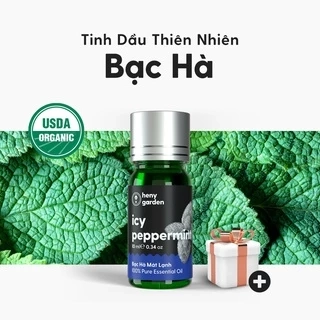 Tinh Dầu Bạc Hà Organic Nguyên Chất Đậm Đặc Xông Thơm Phòng, Làm Nến Thơm Thiên Nhiên, Giúp Dễ Ngủ Heny Garden 10mL