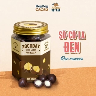 XOCODAY - Sô cô la Đen bọc hạt Macca - Hủ 160g - Heyday Cacao - Vị đắng dịu của Chocolate kết hợp hạt macca béo thơm