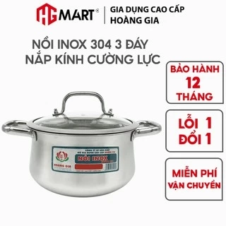 Nồi inox cao cấp HG Mart nắp kính cường lực bền và chống vỡ tốt [Bảo hành 12 tháng]