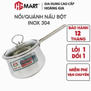 Nồi nấu cháo bột cho bé inox 304 2 đáy bếp từ nắp kính chống nóng HG Mart [Bảo hành 12 tháng]