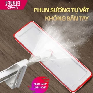 Cây Lau Nhà Phun Sương Tự Vắt OKwife HD-7530 - Chổi Lau Nhà Tự Vắt Thông Minh Xoay 360 Độ, Lau Sàn Làm Sạch