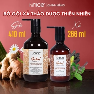 Cặp Dầu Gội Xả Thảo Dược Kiềm Dầu Detox Da Đầu hiNICE Herbal Shampoo