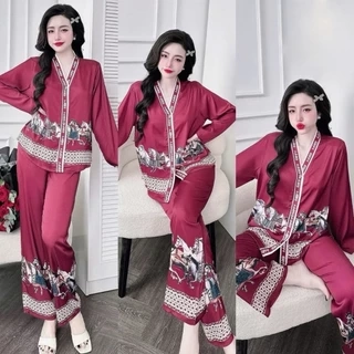 Bộ Đồ Ngủ Pijama Dài Tay Hisexy Set Pijama Dài tay Lụa Latin Cao Cấp P11