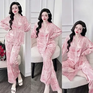 Bộ Ngủ Pijama Dài Tay Hisexy Set Pijama Dài tay Lụa Latin Cao Cấp Mềm Mịn P11
