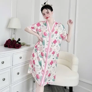 Đầm ngủ sơ mi Hisexy cổ chữ y Pijama sơ mi form suông Lụa Latin Cao cấp SM24
