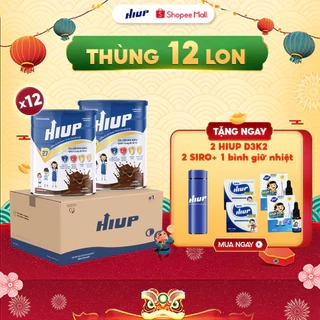 Combo 12 hộp HIUP vị Socola ( tặng 2 vitamin HiupD3K2 và 2 siro Hiup ) tăng chiều cao cho bé từ 3 - 15 tuổi