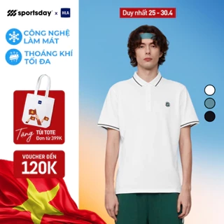 Áo POLO nam HLA Sportsday chơi golf, tennis họa tiết viền, chất liệu cotton Pique cao cấp thoáng mát mềm nhẹ