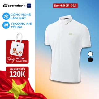 Áo POLO nam HLA Sportsday basic logo viền cổ thể thao thoáng khí và thoải mái vận động