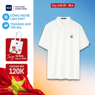 Áo POLO nam HLA trắng ngắn tay logo thêu Diligent chất liệu mềm mại thoải mái