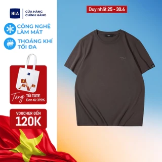 Áo thun nam HLA ngắn tay màu nâu, chất liệu thoáng mát mềm mại, thấm hút mồ hôi