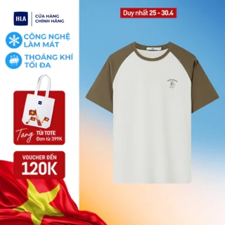 Áo thun nam HLA raglan tay ngắn màu rêu logo thêu Dance Mode, chất liệu mềm mại và thoải mái