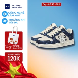 Giày sneaker nam nữ unisex HLA Jeans màu trắng xanh chính hãng, kiểu dáng thời trang đơn giản thoáng khí, đế cao su êm m