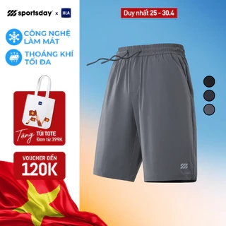 Quần short thể thao nam HLA Sportsday Series lưng thun dây rút, chất liệu mát lạnh mềm nhẹ, co giãn thoải mái, thấm hút