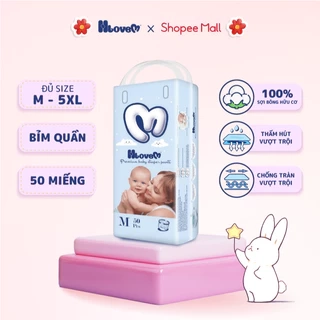 Bỉm Tã Quần HLOVEM Mỏng Nhẹ, Thoáng Mát, Siêu Thấm Hút 50 Miếng Size M/L/XL/XXL/XXXL/4XL/5XL